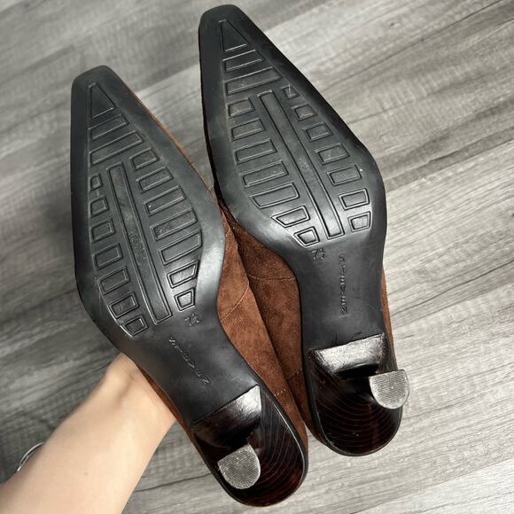 Y2K Steven by Steve Madden Brown Suede Pointed Toe Kitten Heels Size 7 1/2 - Picture 7 of 7